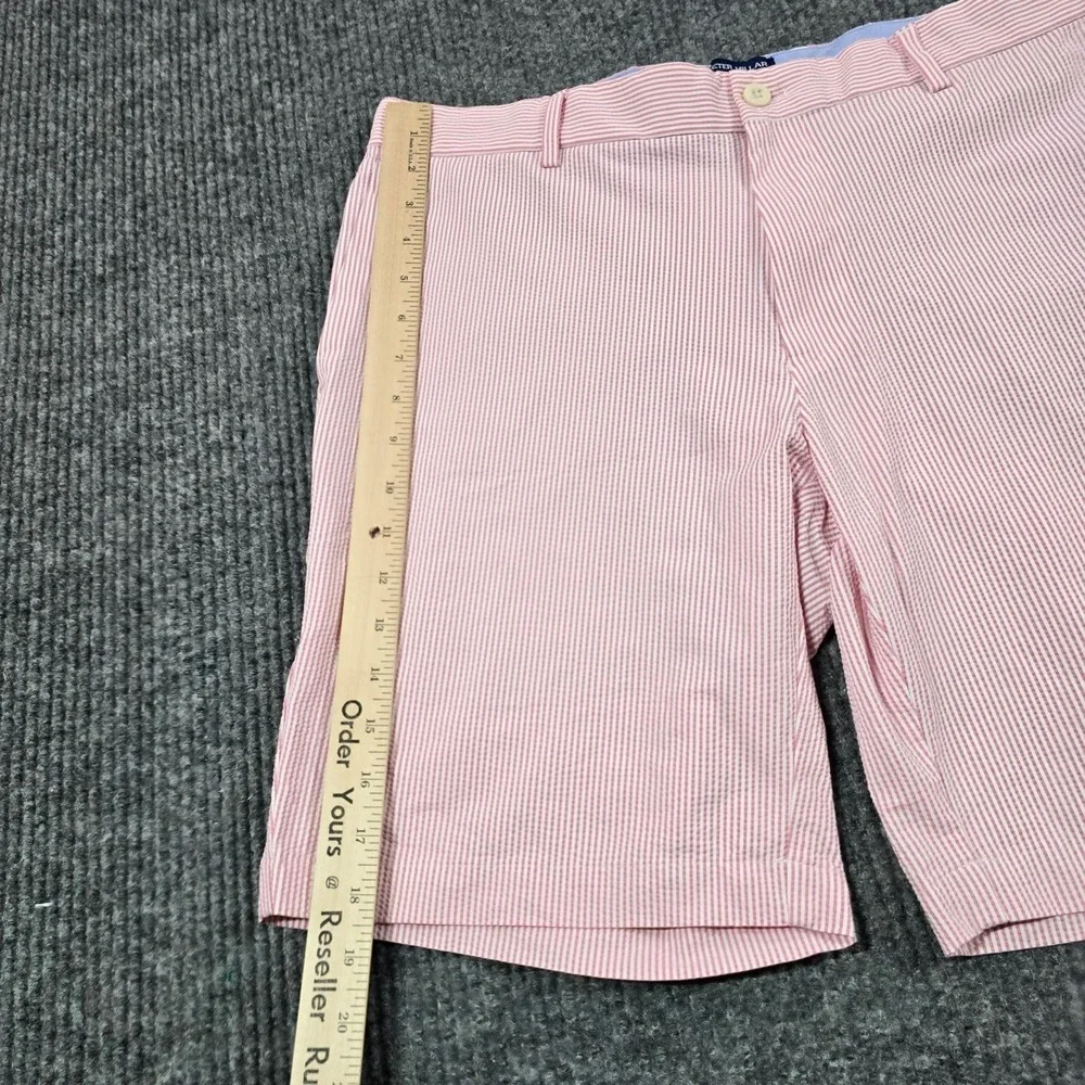 Peter Millar Crown Crafted Shorts Men 35 Pink Seersucker Stripe Performance Golf